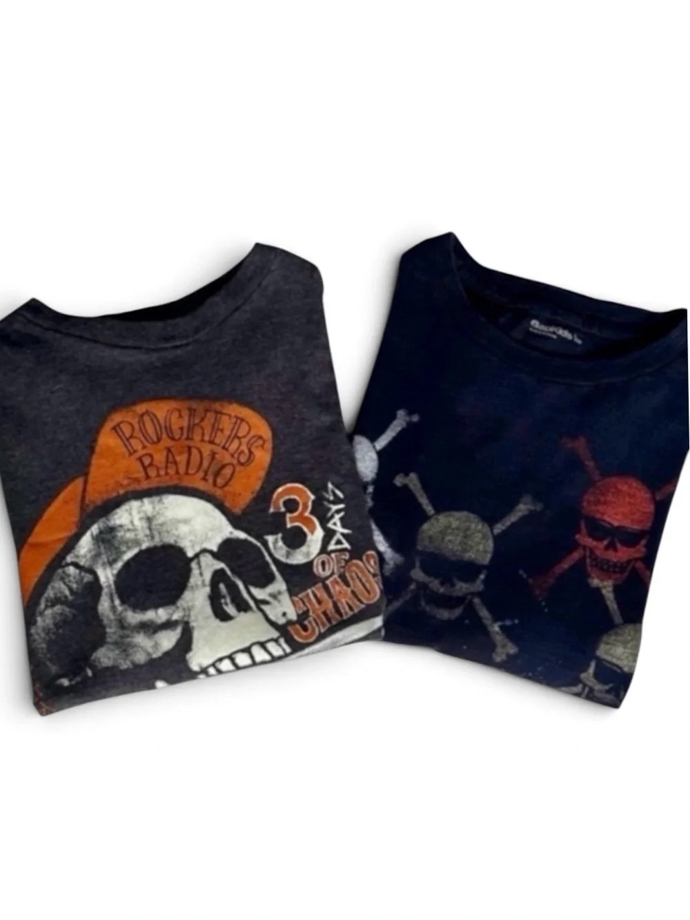 Set of 2 Gap Skull Graphic Print Crewneck Long Sleeve Cotton T-Shirts Size Large